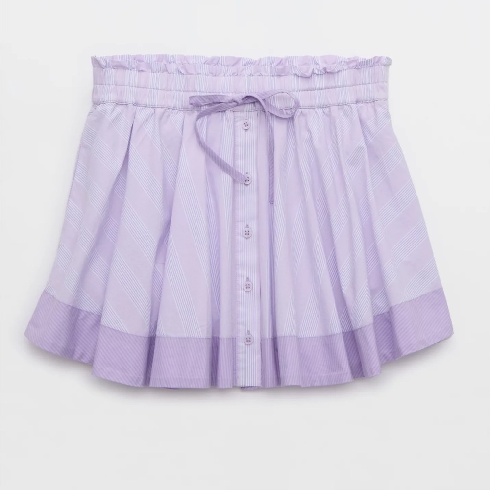 NWT Aerie Striped Button‎ Front Skort Lavender White Size S New With Tags